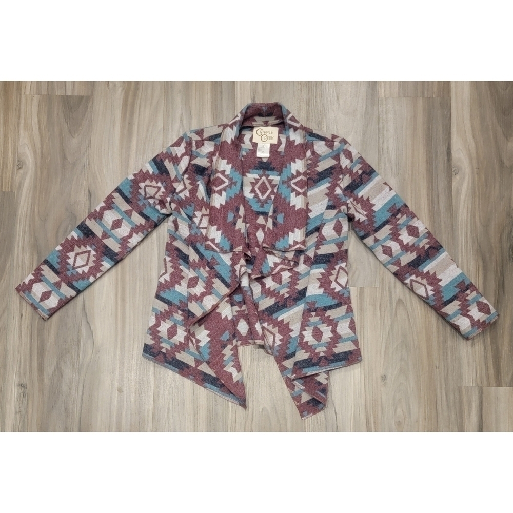 Cripple Creek Open Front Cardigan Jacket size small Southwestern print